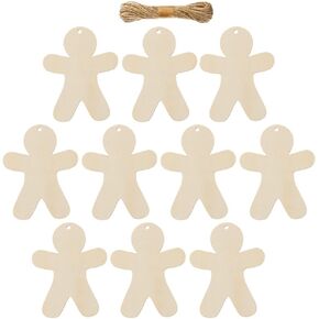 40Pcs Gingerbread Man Cutouts Christmas Wooden Ornaments Unfinished Blank Cutouts for Crafts Christmas Party DIY Hanging Decoration in Kuwait