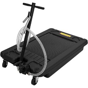 Low Profile Oil Drain Pan 18 Gallon with Pump & 8 FT Hose, T Foldable Handle and Lockable Wheels, Waste Oil Container Changing Catch Tank Pan, for Trucks, RVs, SUVs, Buses, Black in Kuwait