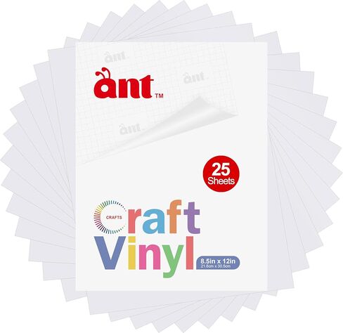 أوراق الفينيل اللاصقة الدائمة من الفينيل ANT لملصق الديكور، ديكور الحفلات، ملصق السيارة - الفينيل لآلة القطع، قاطع الحرف اليدوية (أبيض عاجي غير لامع، 8.5 بوصة × 12 بوصة × 25 ورقة) in Kuwait