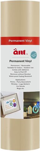 أوراق الفينيل اللاصقة الدائمة من الفينيل ANT لملصق الديكور، ديكور الحفلات، ملصق السيارة - الفينيل لآلة القطع، قاطع الحرف اليدوية (أبيض عاجي غير لامع، 8.5 بوصة × 12 بوصة × 25 ورقة) in Kuwait