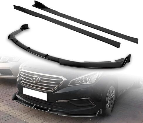 9pcs Combo Front Bumper Body Kit Lip + Side Skirt Extensions Diffuser Compatible with 2015-2017 Hyundai Sonata (Painted Carbon) in Saudi Arabia
