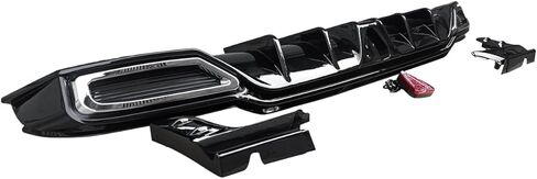 Rear Bumper Diffuser Splitter Lip with Side Aprons + LED Brake Light Fits for 2022 2023 2024 2025 Honda Civic Sport LX EX-L Hatchback Air Dam Rear Lower Diffuser Spoiler Gloss Black PP in Saudi Arabia