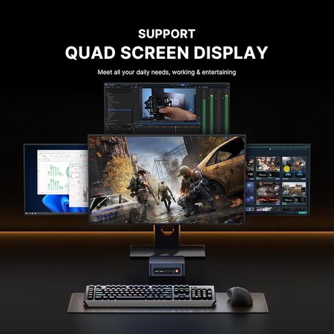 P4 Mini PC 5700U (8C/16T, up to 4.3Ghz) Dual LAN Mini Computers 16GB DDR4 512GB NVME SSD, Support 4K@60Hz Triple Display/WiFi 6/BT5.2/Gaming/Office/Home in Kuwait