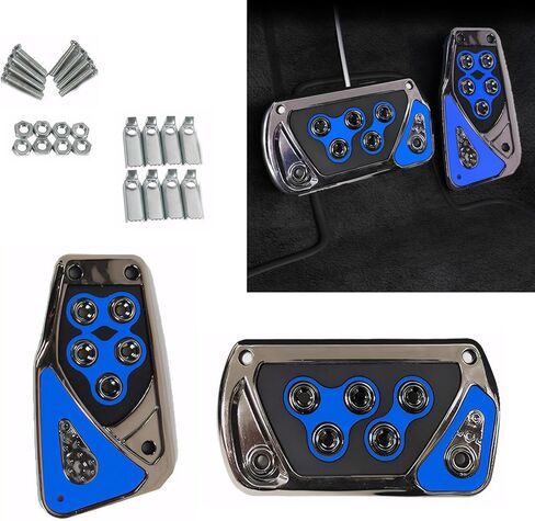 2 PCS Car Pedal Covers, Automotive Brake and Accelerator Pedal Pad, Anti-slip No Drilling Vehicle Foot Treadle, Universal Automatic Transmission Brake Pedals Kit, for Most Cars (Blue) in Saudi Arabia