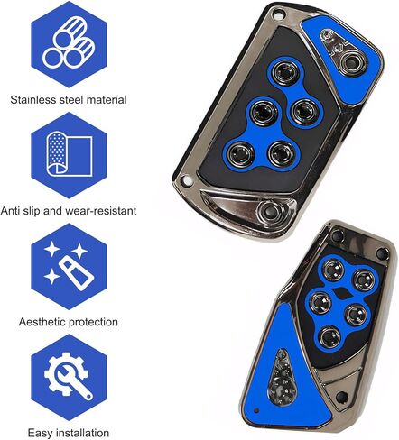 2 PCS Car Pedal Covers, Automotive Brake and Accelerator Pedal Pad, Anti-slip No Drilling Vehicle Foot Treadle, Universal Automatic Transmission Brake Pedals Kit, for Most Cars (Blue) in Saudi Arabia