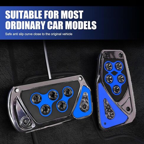 2 PCS Car Pedal Covers, Automotive Brake and Accelerator Pedal Pad, Anti-slip No Drilling Vehicle Foot Treadle, Universal Automatic Transmission Brake Pedals Kit, for Most Cars (Blue) in Saudi Arabia