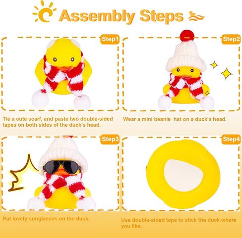Rubber Duck Car Ornaments 2Pack Winter Duck Car Dashboard Decorations for Christmas Decor and Home Decorations with Mini Hat Scarf and Sunglasses(A) in Saudi Arabia