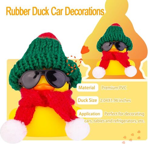 Rubber Duck Car Ornaments 2Pack Winter Duck Car Dashboard Decorations for Christmas Decor and Home Decorations with Mini Hat Scarf and Sunglasses(A) in Saudi Arabia