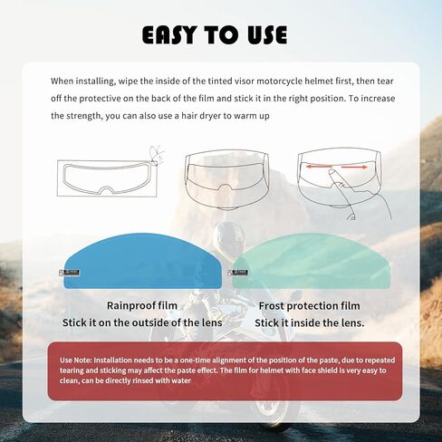 2PCS Motorcycle Helmet Visor Tint Anti Fog Film,Motorcycle Helmet with Visors Film Insert for Clear Vision,Motorcycles Accessories Motorcycles Visors Rainproof Sticker in Saudi Arabia