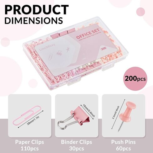 200pcs Paper Clips Binder Clips and Push Pins Set, Mini Clips and Thumb Tacks for Multipurpose Document Organization (Purple) in Saudi Arabia