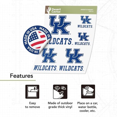Desert Cactus University of Kentucky Sticker Wildcats UK Stickers Vinyl Decals Laptop Water Bottle Car Scrapbook T3 (Type 3-1) in Saudi Arabia