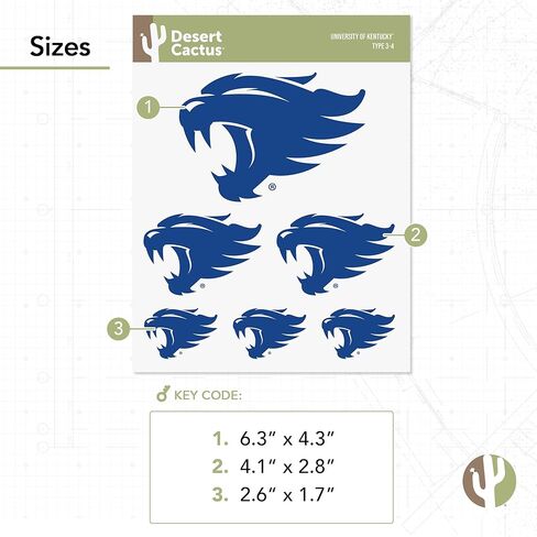 Desert Cactus University of Kentucky Sticker Wildcats UK Stickers Vinyl Decals Laptop Water Bottle Car Scrapbook T3 (Type 3-1) in Saudi Arabia