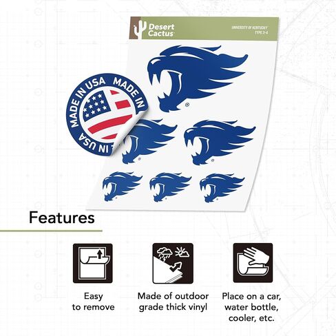 Desert Cactus University of Kentucky Sticker Wildcats UK Stickers Vinyl Decals Laptop Water Bottle Car Scrapbook T3 (Type 3-1) in Saudi Arabia