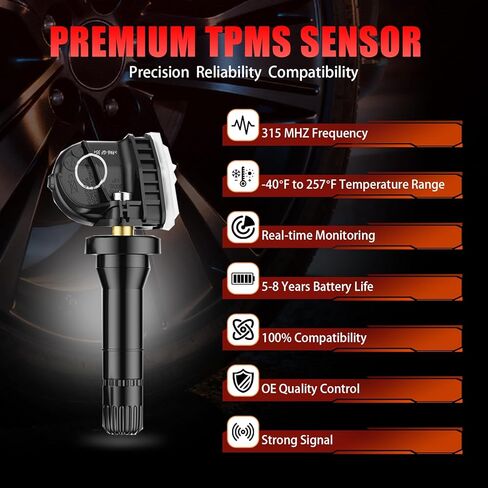 315 ميجا هرتز TPMS، مستشعر ضغط الإطارات المبرمج مسبقًا مناسب لسيارة Ford F150 F-150(2015-2020)، Explorer(2015-2021)، Escape(2020-2024)، Expedition(2017-2024)، Fusion(2016-2021)(4 قطع) in Kuwait
