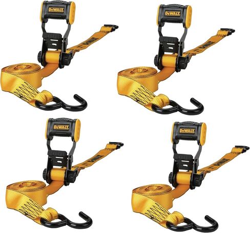 DEWALT DXBC18002 Black/Yellow 1.25" x 12' Ratchet Tie Down Straps - Light-Weight Cargo Hauling (1800 lb Break Strength), 2 Pack in Kuwait