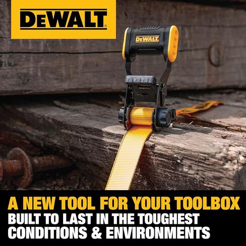 DEWALT DXBC18002 Black/Yellow 1.25" x 12' Ratchet Tie Down Straps - Light-Weight Cargo Hauling (1800 lb Break Strength), 2 Pack in Kuwait