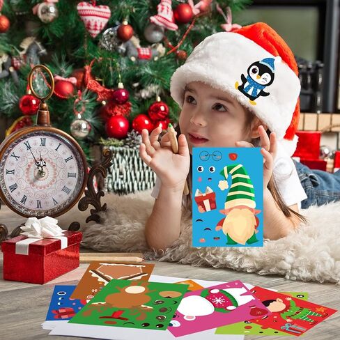 XZENTIRA 30 ورقة ملصقات عيد الميلاد مواد تخزين للأطفال DIY حرف عيد الميلاد للأطفال مع رجل ثلج سانتا الرنة لألعاب عيد الميلاد هدايا الهدايا in Saudi Arabia
