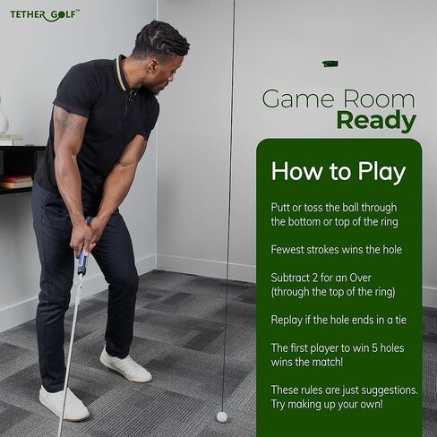 Tether Golf Mini Indoor & Outdoor Golf Game - Unique Golf Game for The Whole Family to Enjoy - Use Your Favorite Putter or Toss by Hand to Score and Have Fun - Great Golf Gift for Dad! in Saudi Arabia