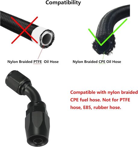 Ucreative 2PCS 10AN 45 Degree Swivel Hose End Fitting for Braided CPE Fuel Hose Black in Saudi Arabia