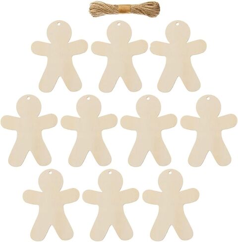 40Pcs Gingerbread Man Cutouts Christmas Wooden Ornaments Unfinished Blank Cutouts for Crafts Christmas Party DIY Hanging Decoration in Kuwait