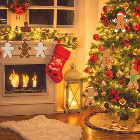 40Pcs Gingerbread Man Cutouts Christmas Wooden Ornaments Unfinished Blank Cutouts for Crafts Christmas Party DIY Hanging Decoration in Kuwait