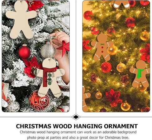 40Pcs Gingerbread Man Cutouts Christmas Wooden Ornaments Unfinished Blank Cutouts for Crafts Christmas Party DIY Hanging Decoration in Kuwait