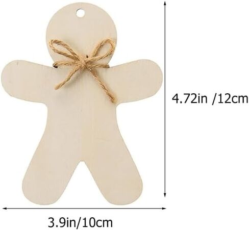 40Pcs Gingerbread Man Cutouts Christmas Wooden Ornaments Unfinished Blank Cutouts for Crafts Christmas Party DIY Hanging Decoration in Kuwait