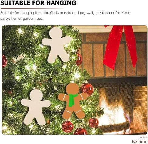 40Pcs Gingerbread Man Cutouts Christmas Wooden Ornaments Unfinished Blank Cutouts for Crafts Christmas Party DIY Hanging Decoration in Kuwait