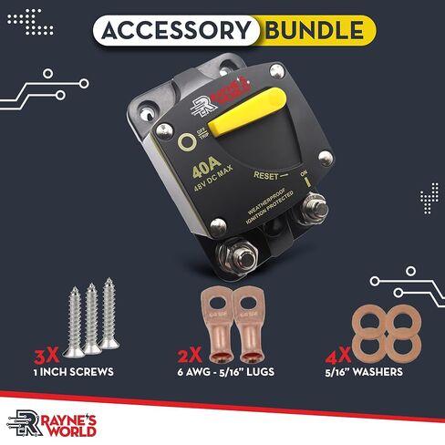 إعادة ضبط قاطع الدائرة الكهربائية الثقيلة 300 أمبير من Rayne's World DC 12-48V - صوت السيارة، البحرية، الشاحنة، محرك التصيد، ستيريو، RV، الطاقة الشمسية in Saudi Arabia