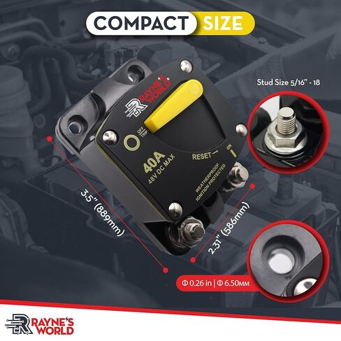 إعادة ضبط قاطع الدائرة الكهربائية الثقيلة 300 أمبير من Rayne's World DC 12-48V - صوت السيارة، البحرية، الشاحنة، محرك التصيد، ستيريو، RV، الطاقة الشمسية in Saudi Arabia