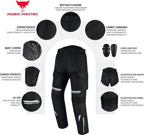 بنطال Rider Protec® للرجال للدراجات النارية، بنطال Cordura للدراجات النارية مع بطانة مبطنة مضادة للماء، بنطال راكب الدراجة النارية in Saudi Arabia
