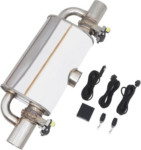 كاتم صوت صمام العادم 3 بوصات، 3 بوصات ID إلى 3 بوصات OD Performance T Box Muffler Valve Controller Kit صمامات كهربائية مركزية في مخرج مزدوج (نمط T، 3 بوصة / 76 مم) in Kuwait