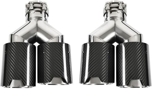 مجموعة من أطراف عادم السيارة المزدوجة من ألياف الكربون تناسب BMW F22/F23/F30/F31/F32/F33/F36 2.0T (N20/B48) مدخل 2.5 بوصة طرف أنبوب عادم 3.5 بوصة (قطعتان محروقتان) in Kuwait