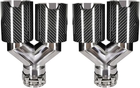 مجموعة من أطراف عادم السيارة المزدوجة من ألياف الكربون تناسب BMW F22/F23/F30/F31/F32/F33/F36 2.0T (N20/B48) مدخل 2.5 بوصة طرف أنبوب عادم 3.5 بوصة (قطعتان محروقتان) in Kuwait