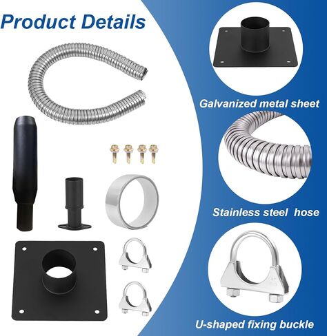 طقم تمديد خرطوم عادم المولد مع كاتم صوت كاتم الصوت - يناسب Firman T07571 H07552 WH03242، HondaEU7000is - قابل للتركيب على الحائط، يقلل الضوضاء بنسبة 52%، in Kuwait