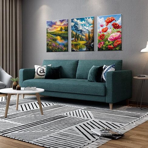JOOZ 4 Pack Paint by Numbers Kit for Adults with Frame Landscape Paint by Number with Easel DIY Flowers Oil Painting Kits for Home Wall Decor 8x12 Inch in Saudi Arabia