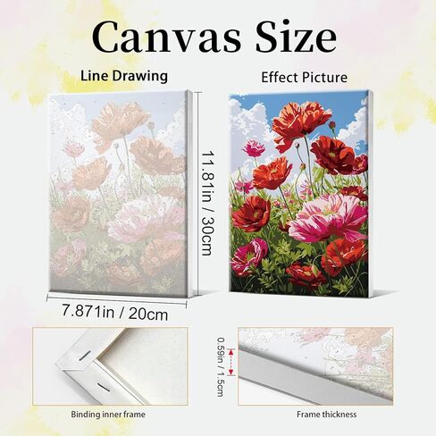 JOOZ 4 Pack Paint by Numbers Kit for Adults with Frame Landscape Paint by Number with Easel DIY Flowers Oil Painting Kits for Home Wall Decor 8x12 Inch in Saudi Arabia
