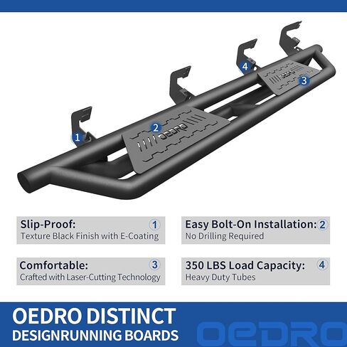 لوحات تشغيل OEDRO مقاس 6.5 بوصة متوافقة مع 2019-2024 Chevy Silverado/GMC Sierra 1500 Crew Cab، 2020-2024 Silverado/Sierra 2500 3500HD، قضبان جانبية من الألومنيوم قضبان نيرف، أسود مزخرف in Kuwait