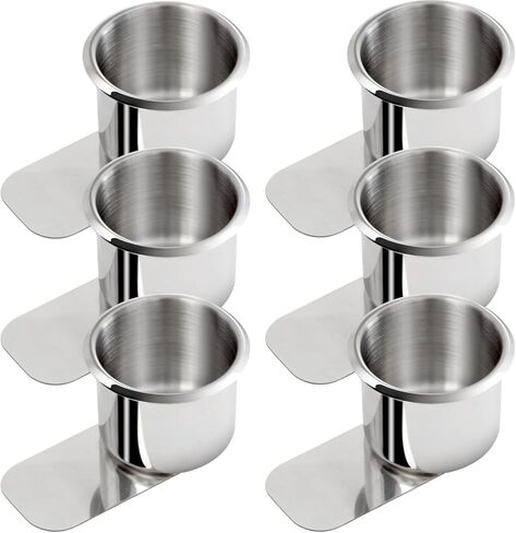 10 Pieces Jumbo Slide Under Stainless Steel Cup Holder 3.5 Inch Poker Table Cup Holders Slide in Cup Holders for Casino Poker Table, Work Desk and Boats, RV Cars Trucks in Saudi Arabia