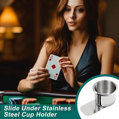10 Pieces Jumbo Slide Under Stainless Steel Cup Holder 3.5 Inch Poker Table Cup Holders Slide in Cup Holders for Casino Poker Table, Work Desk and Boats, RV Cars Trucks in Saudi Arabia