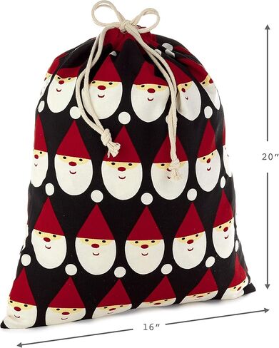 Hallmark Drawstring Christmas Gift Bag Set (2 Fabric Bags with Drawstrings; 1 Medium 10", 1 Extra Large 20") Santa, Red and White Stripe, 5XGB4902 in Saudi Arabia