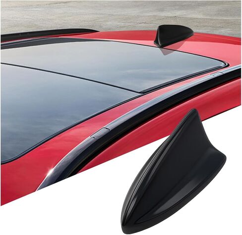 Car Shark Fin Antenna Cover, Vehicle AM/FM Radio Signal Aerial Cover with Adhesive Tape, Top Roof Mount Automotive Antenna Replacement Decoration Accessories, Universal Fit (Black) in Saudi Arabia