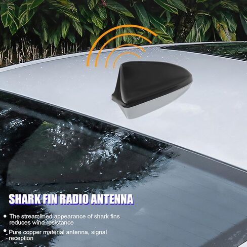 Car Shark Fin Antenna Cover, Vehicle AM/FM Radio Signal Aerial Cover with Adhesive Tape, Top Roof Mount Automotive Antenna Replacement Decoration Accessories, Universal Fit (Black) in Saudi Arabia