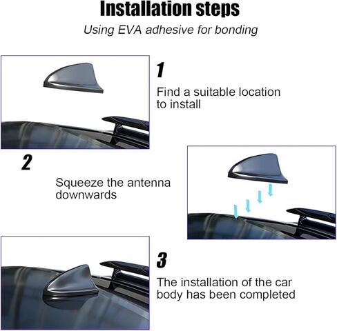 Car Shark Fin Antenna Cover, Vehicle AM/FM Radio Signal Aerial Cover with Adhesive Tape, Top Roof Mount Automotive Antenna Replacement Decoration Accessories, Universal Fit (Black) in Saudi Arabia