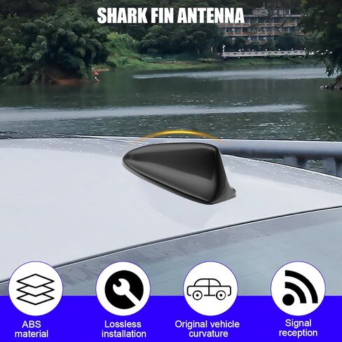 Car Shark Fin Antenna Cover, Vehicle AM/FM Radio Signal Aerial Cover with Adhesive Tape, Top Roof Mount Automotive Antenna Replacement Decoration Accessories, Universal Fit (Black) in Saudi Arabia