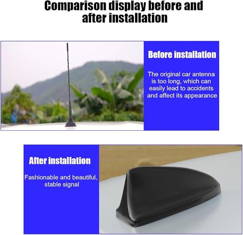 Car Shark Fin Antenna Cover, Vehicle AM/FM Radio Signal Aerial Cover with Adhesive Tape, Top Roof Mount Automotive Antenna Replacement Decoration Accessories, Universal Fit (Black) in Saudi Arabia