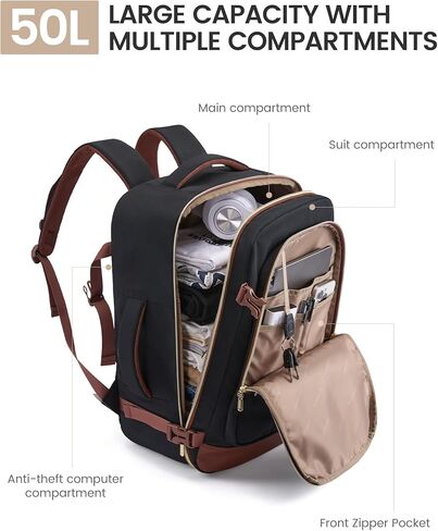 LOVEVOOK 40L Travel Backpack for Women Men with Garment Bag, Airline Approved Carry on Luggage Travel Essentials with 3 Packing Cubes, TSA Overnight Bags Weekender Essentials Backpacks fits 17" Laptop in Saudi Arabia