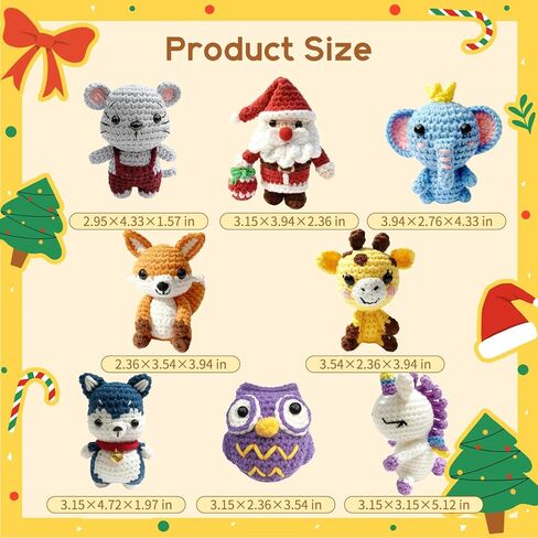Ploomi 8Pcs Crochet Kit for Beginners - 2026 ChristmasKnitting Kit for Adults and Kids Beginners -Woobles Crochet Kit and Crochet Animals Kits with Easy Peasy Yarn and Step-by-Step Video Tutorials in Saudi Arabia
