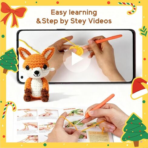 Ploomi 8Pcs Crochet Kit for Beginners - 2026 ChristmasKnitting Kit for Adults and Kids Beginners -Woobles Crochet Kit and Crochet Animals Kits with Easy Peasy Yarn and Step-by-Step Video Tutorials in Saudi Arabia