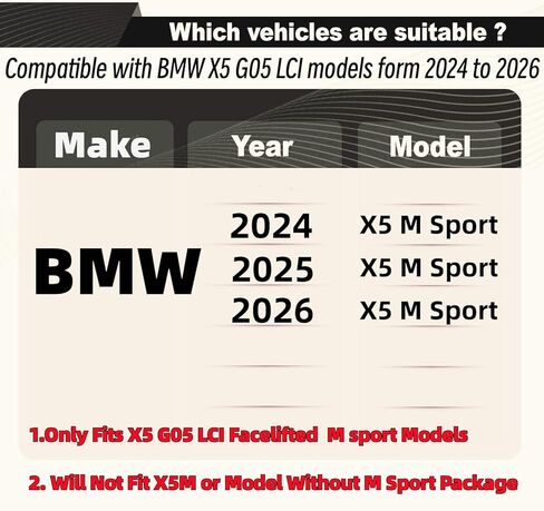 STSEV01 ممتص الصدمات الأمامي للشفاه مناسب لسيارة BMW X5 G05 LCI 2024 2025 2026 (M Sport فقط)، 4 قطع طقم جسم الذقن لسد الهواء ملحقات الشفاه السفلية باللون الأسود اللامع in Kuwait